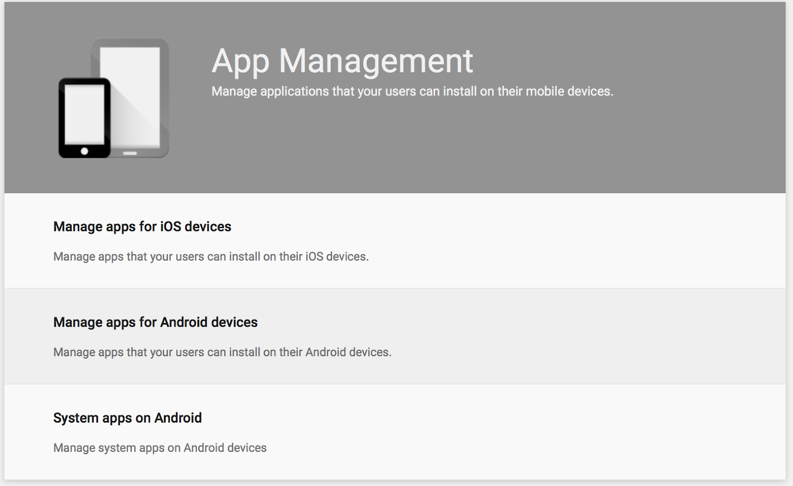 manage apps and device